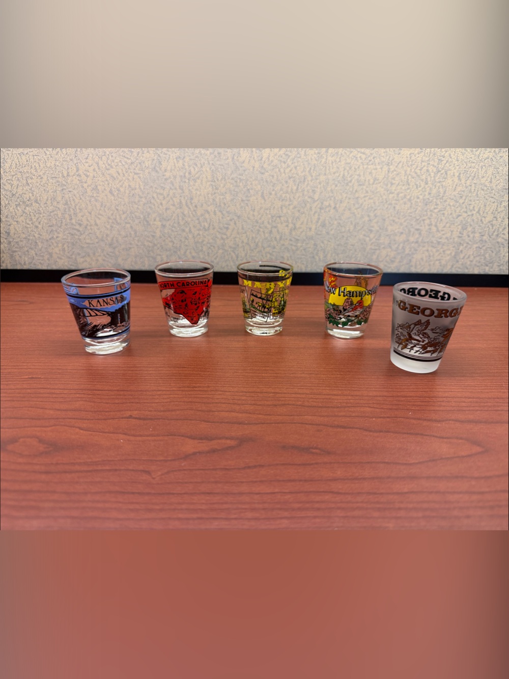 Set of 5 Vintage State Souvenir Shot Glasses Man Cave Barware
